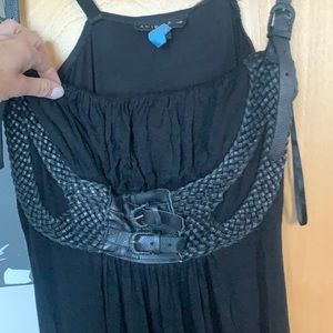 Leather embellished maxi dress